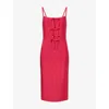 Herve Leger Womens Hibiscus The Alicia Bow Stretch-knitted Midi Dress In Red