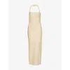 Herve Leger Womens Metallic Gold Iris Halterneck Metallic-knit Gown In Metallic Gold