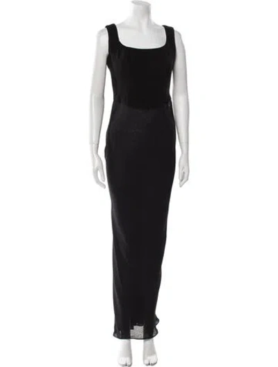 Pre-owned Herve Leger Wool Long Dress In Black