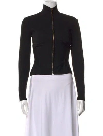 Pre-owned Herve Leger Wool Mock Neck Top In Black