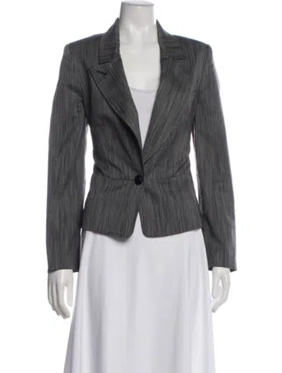 Pre-owned Herve Leger Wool Striped Blazer In Gray
