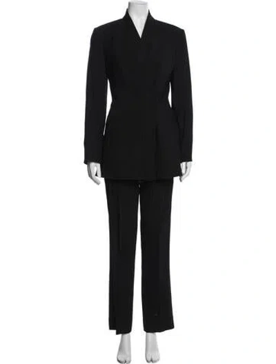 Pre-owned Herve Leger Wool Striped Pantsuit In Black