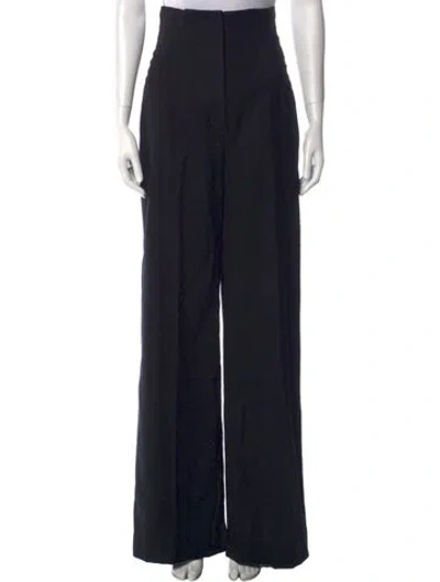 Pre-owned Herve Leger Wool Wide Leg Pants In Black