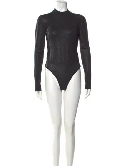 Pre-owned Herve Leger X Julia Restoin Roitfeld Mock Neck Long Sleeve Bodysuit In Black
