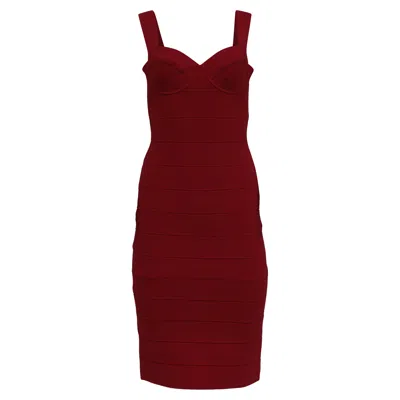 Herve Leger X Julia Restoin Roitfeld Sweetheart Bandage Midi Dress In Burgundy Viscose