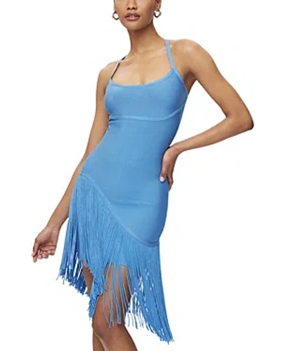 Herve Leger Zoe Fringe Dress In Blue