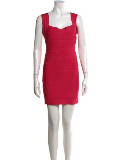 Pre-owned Herve Leger Zoe Mini Dress In Pink