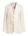 Herzensangelegenheit Woman Blazer Beige Size 12 Linen, Cotton In Neutral