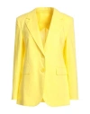 Herzensangelegenheit Woman Blazer Yellow Size 8 Linen, Cotton