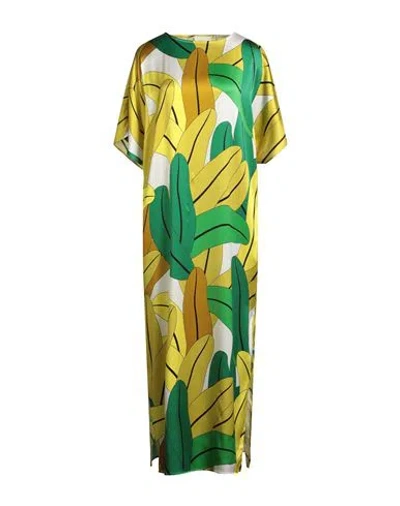 Herzensangelegenheit Woman Maxi Dress Green Size 8 Silk, Elastane In Multi