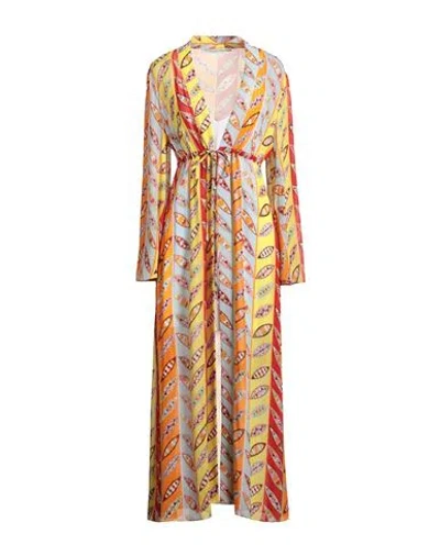 HERZENSANGELEGENHEIT HERZENSANGELEGENHEIT WOMAN MIDI DRESS ORANGE SIZE 6 VISCOSE