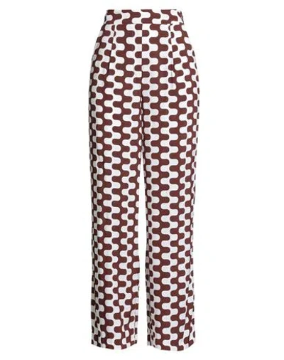 Herzensangelegenheit Woman Pants Chocolate Brown Size 16 Silk, Elastane
