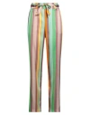 Herzensangelegenheit Woman Pants Light Green Size 12 Silk, Elastane In Multi