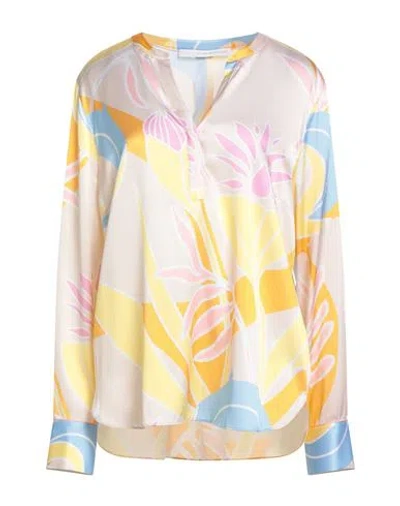 Herzensangelegenheit Woman Top Beige Size 12 Silk, Elastane In Yellow