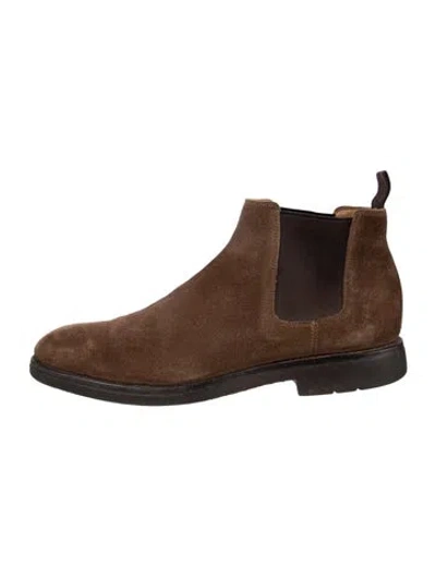 Pre-owned Heschung Suede Chelsea Boots In Brown