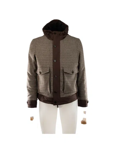 Hèskimo Houndstooth Hooded Jacket In Brown