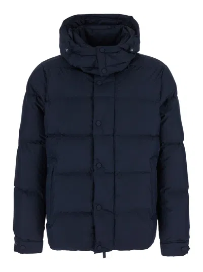 Hèskimo Heskimo Padded Mini Down Jacket With High Collar & Zip Front In Blu