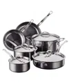 Hestan Nanobond Titanium Stainless Steel 10-piece Cookware Set In Stainless Steel