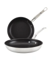 Hestan Probond Clad Titum Stainless Steel Nonstick, Set Of Two- 8.5" Open Skillet 11" Open Skillet In Stainless Steel
