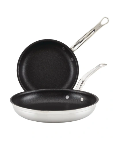 Hestan Probond Clad Titum Stainless Steel Nonstick, Set Of Two- 8.5" Open Skillet 11" Open Skillet