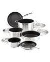 Hestan Probond Clad Stainless Steel With Titum Nonstick 10-piece Cookware Set In Stainless Steel