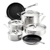 Hestan 10 Pc Stainless Steel Cookware Set In Stainless