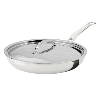 Hestan Probond Luxe 11" Polished Professional Clad Stainless Steel Skillet With Lid In Silver