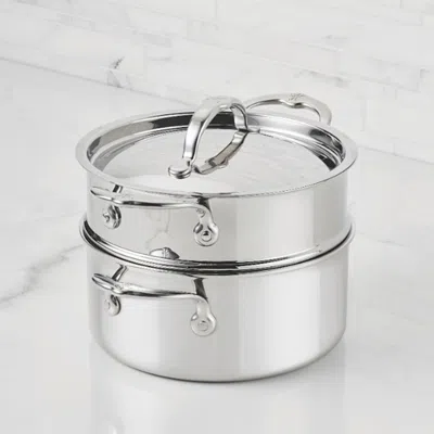 Hestan Probond Luxe 3-qt. Polished Professional Clad Stainless Steel Soup Pot And Steamer Insert Set In Silver