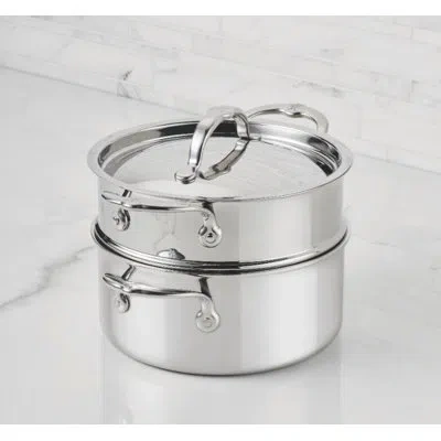 Hestan Probond Luxe 3-quart Polished Professional Clad Stainless Steel Soup Pot And Steamer Insert Set In Silver