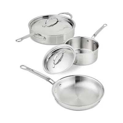 Hestan Probond Luxe 5 Piece Professional Clad Stainless Steel Cookware Set In Silver
