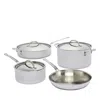 Hestan Probond Luxe 7 Piece Polished Professional Clad Stainless Steel Cookware Set - Exclusive In Silver