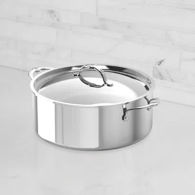Hestan Probond® Luxe 9-quart Polished Professional Clad Stainless Steel Rondeau With Lid In Silver