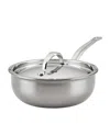 Hestan Stainless Steel Nanobond Saucepan With Lid In Silver