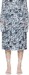 Heste Jente Ssense Exclusive Navy Polyester Midi Skirt In Navy/black/white