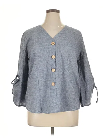 Pre-owned Hester & Orchard 3/4 Sleeve Blouse In Gray