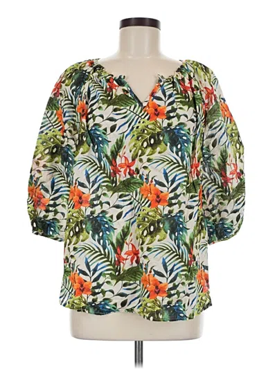Pre-owned Hester & Orchard 3/4 Sleeve Blouse In Green