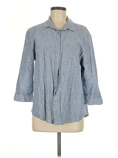 Pre-owned Hester & Orchard 3/4 Sleeve Button Down Shirt In Blue