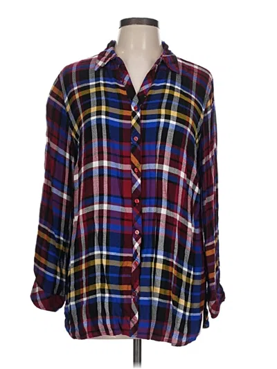 Pre-owned Hester & Orchard 3/4 Sleeve Button Down Shirt In Burgundy