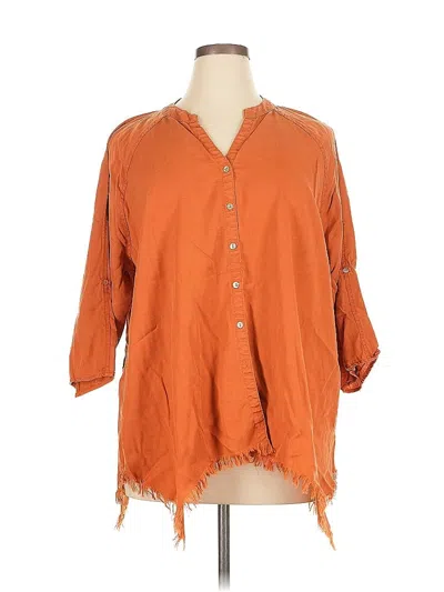 Pre-owned Hester & Orchard 3/4 Sleeve Button Down Shirt In Orange