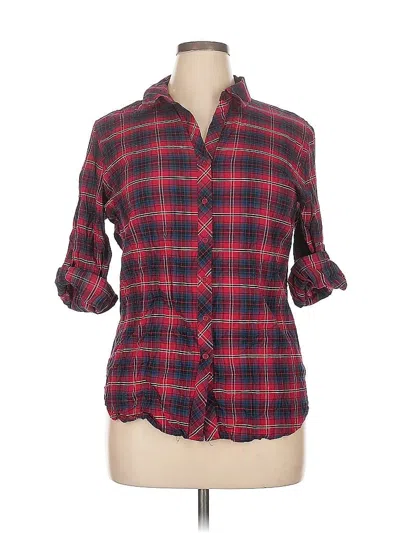 Pre-owned Hester & Orchard 3/4 Sleeve Button Down Shirt In Red