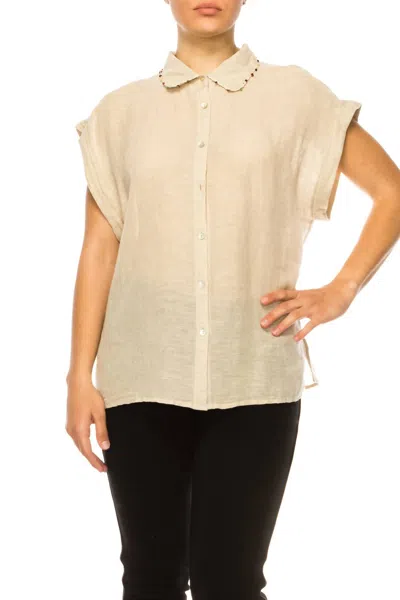 Hester & Orchard Dolman Style Button Down Shirt In Natural