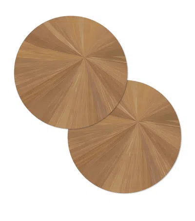 Hestialiving Everyday Set Of 2 Soleil Round Placemats In Metallic