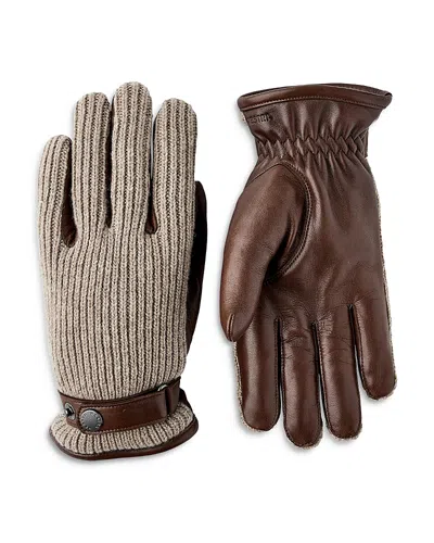 Hestra Christopher Leather & Knit Gloves In Light Brown