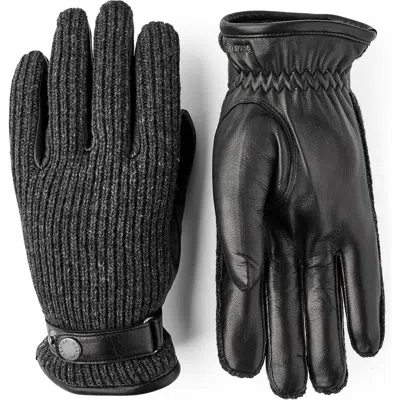 Hestra Christopher Leather & Knit Gloves In Black