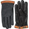 Hestra Deerskin & Merino Wool Gloves In Charcoal/black