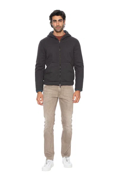 Pre-owned Hettabretz $6800  Bomber Coat Wool Cashmere Removable Kidskin Fur 40 Us / 50 Eu In Brown