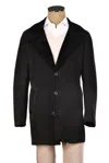 Hettabretz 7361 Suede Shearling Overcoat In Black