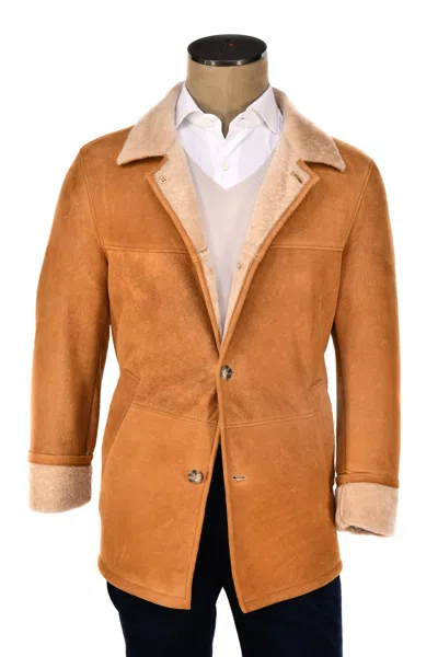 Hettabretz Caramel Leather Shearling Overcoat In Brown