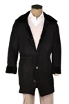 Hettabretz Isa Black Suede Shearling Overcoat In Black
