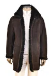 Hettabretz Isa Brown Suede Curly Shearling Overcoat In Brown